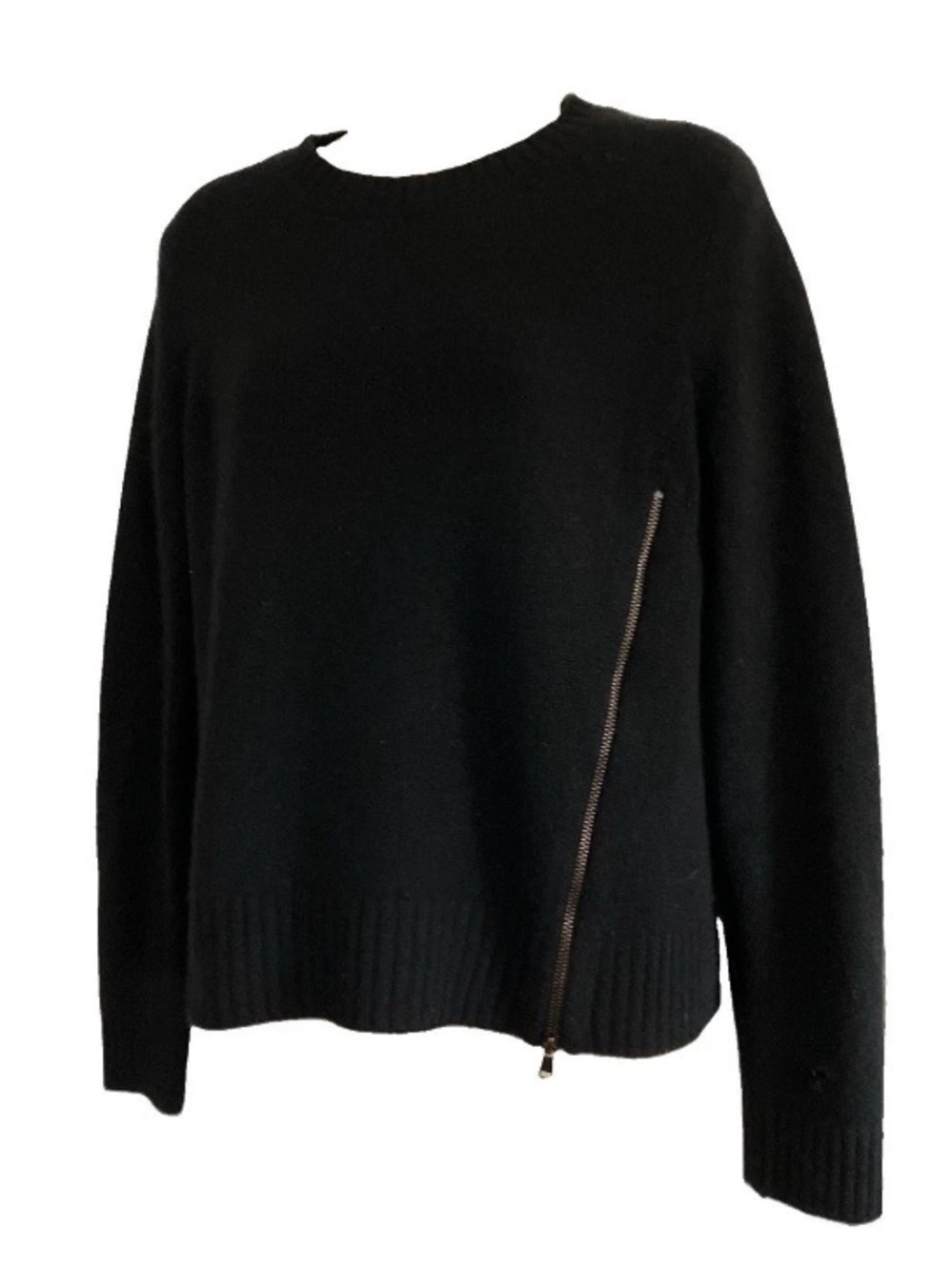 100% Cashmere Aqua Size Med Black Soft Cozy Crew Neck Long Sleeve Winter Sweater